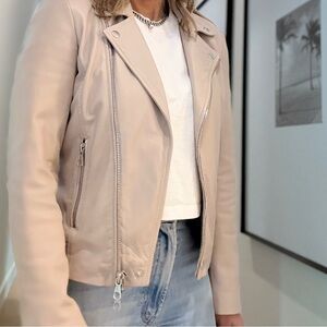 Women's light beige Leather Jacket